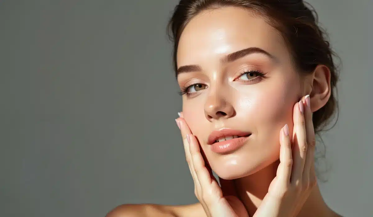 A woman with clear skin and a fresh face, showcasing the results of a laser facial skin care treatment.